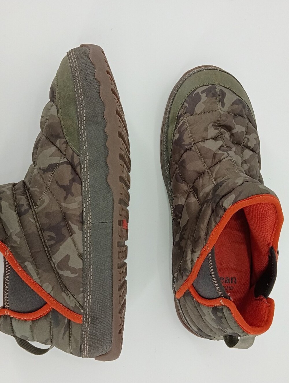 L.L. Bean Men's Quilted Puffer Booties US 9 Camo Orange Gorpcore Cozy Cabincore - Picture 7 of 9